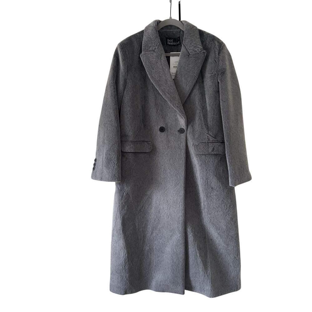 Gray Faux Fur Coat Women Luxury Soft Plush Jacket Elegant Outerwear - Picture 5 of 11